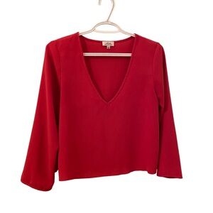 Aritzia Wilfred long sleeves orange red coral crop blouse top size XS